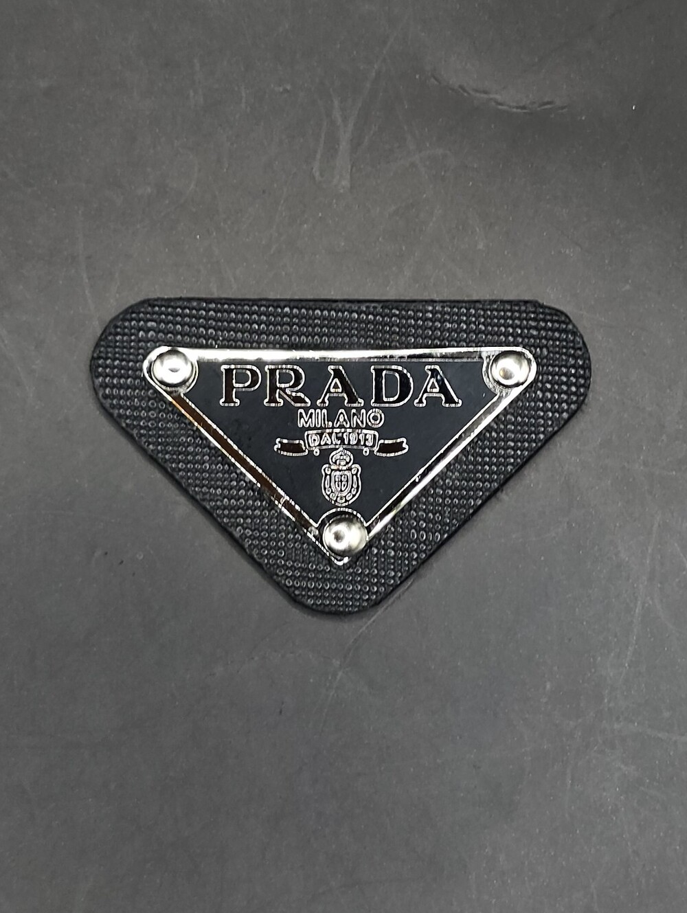 Black Prada Triangle Patch/Croc Charm